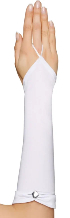 Mitaines mariage femme mi-long plis et strass losange
