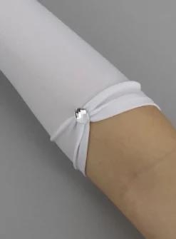 Mitaines mariage femme mi-long plis et strass losange