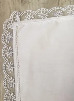 Mouchoir blanc coton et dentelle - Personnalisable Blanc