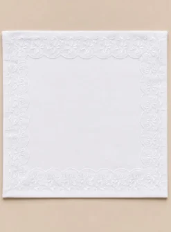 Mouchoir de Baptême Blanc Personnalisable Dentelle Broderie Anglaise