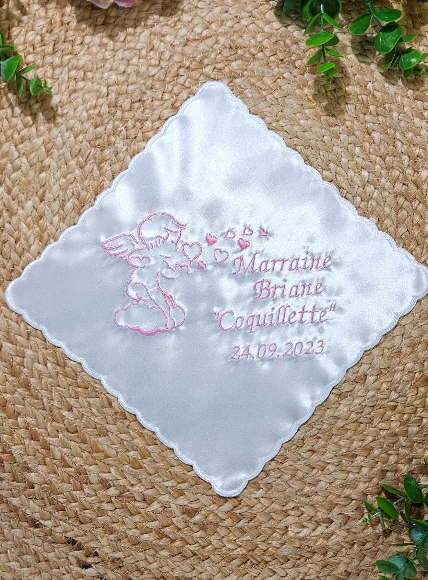 Mouchoir en satin cérémonie religieuse - Personnalisable Blanc