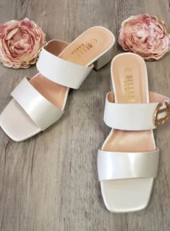 Mules à talons blancs