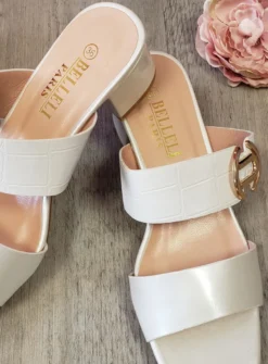 Mules à talons blancs