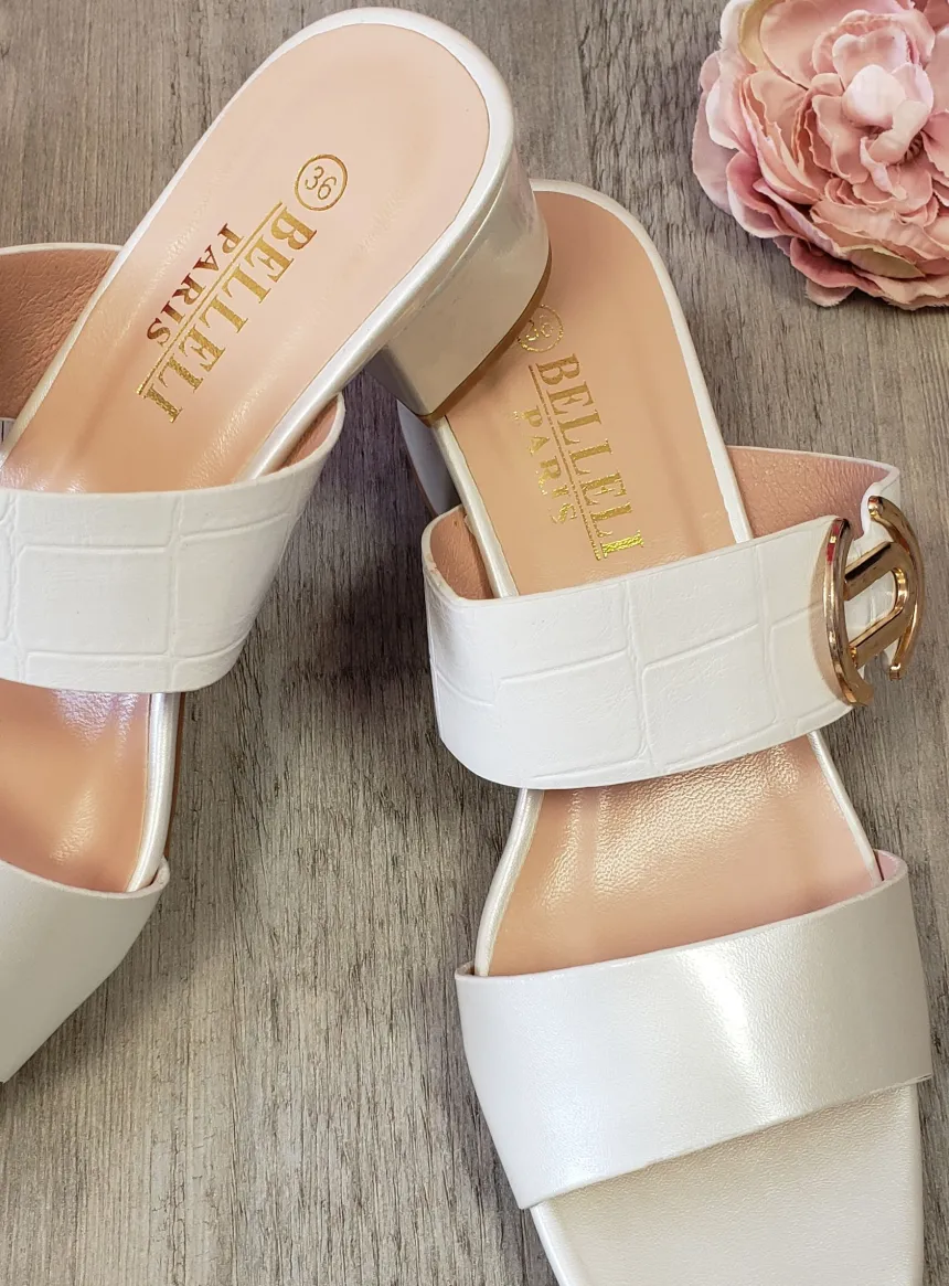 Mules à talons blancs
