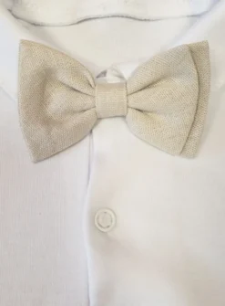 Noeud papillon bébé lin beige Pierre