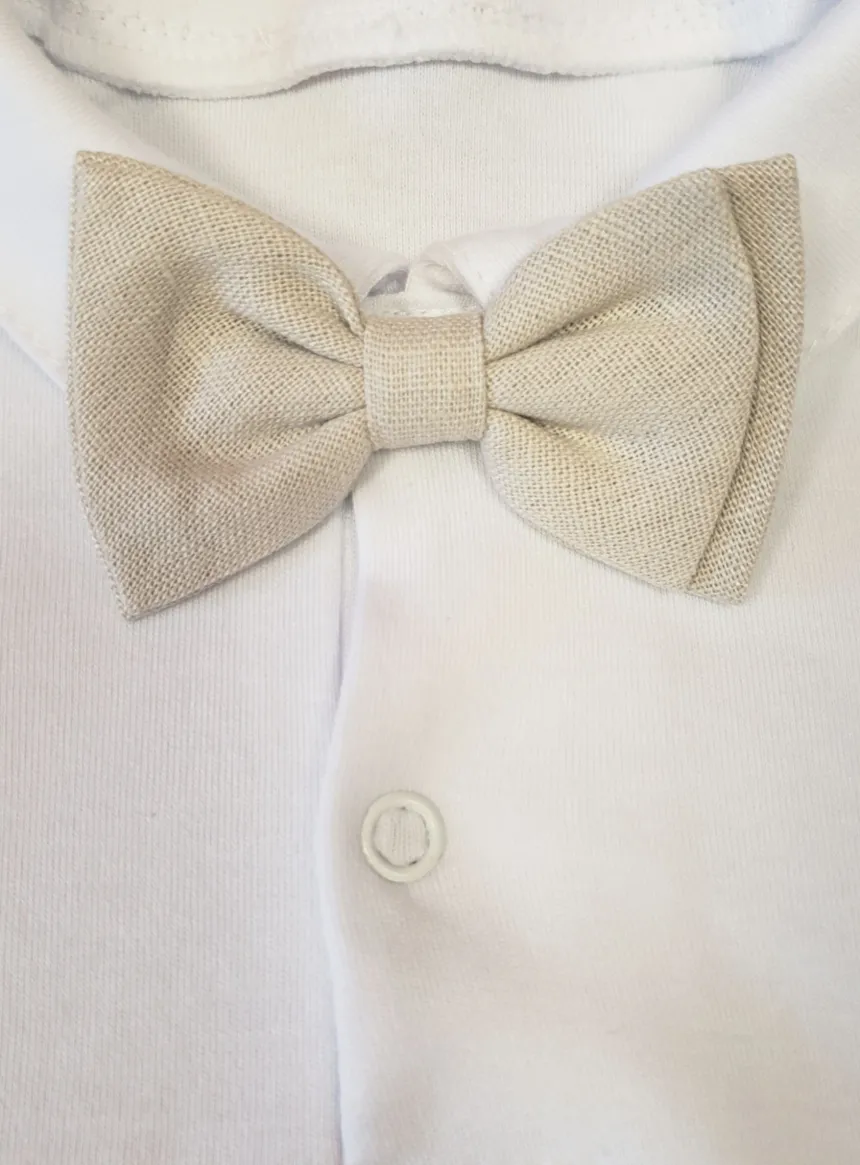 Noeud papillon bébé lin beige Pierre
