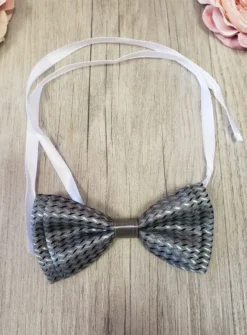 Noeud papillon enfant tissé gris Gris argent