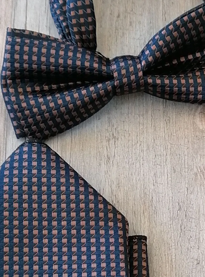 Noeud papillon père / fils marine & marron Bleu marine