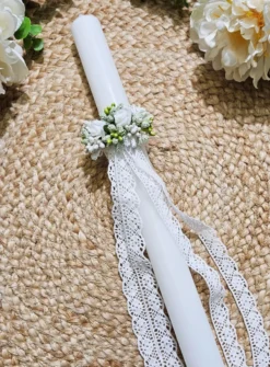 Noeud pour cierge ruban dentelle vintage ancienne