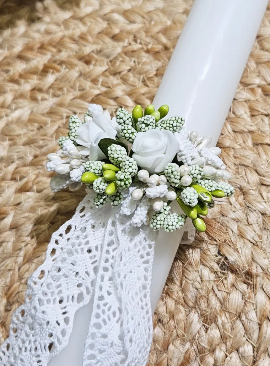 Noeud pour cierge ruban dentelle vintage ancienne