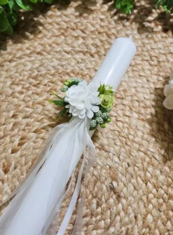 Nœud de cierge en fleurs et rubans