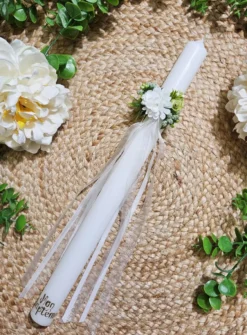 Nœud de cierge en fleurs et rubans