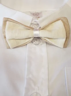 Nœud papillon blanc cassé et lin beige garçon Beige
