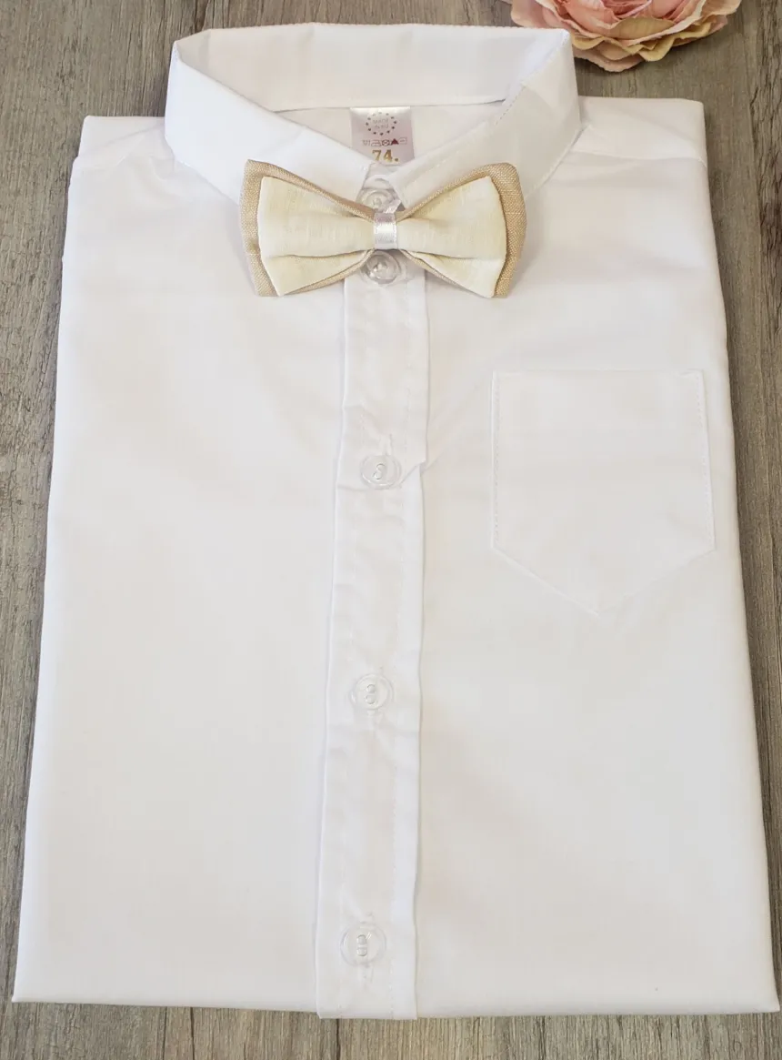 Nœud papillon blanc cassé et lin beige garçon Beige