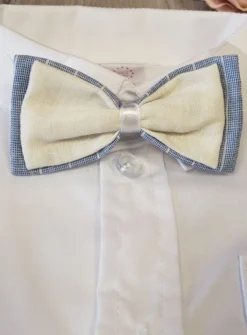 Nœud papillon blanc et rayé bleu garçon Milo Bleu ciel