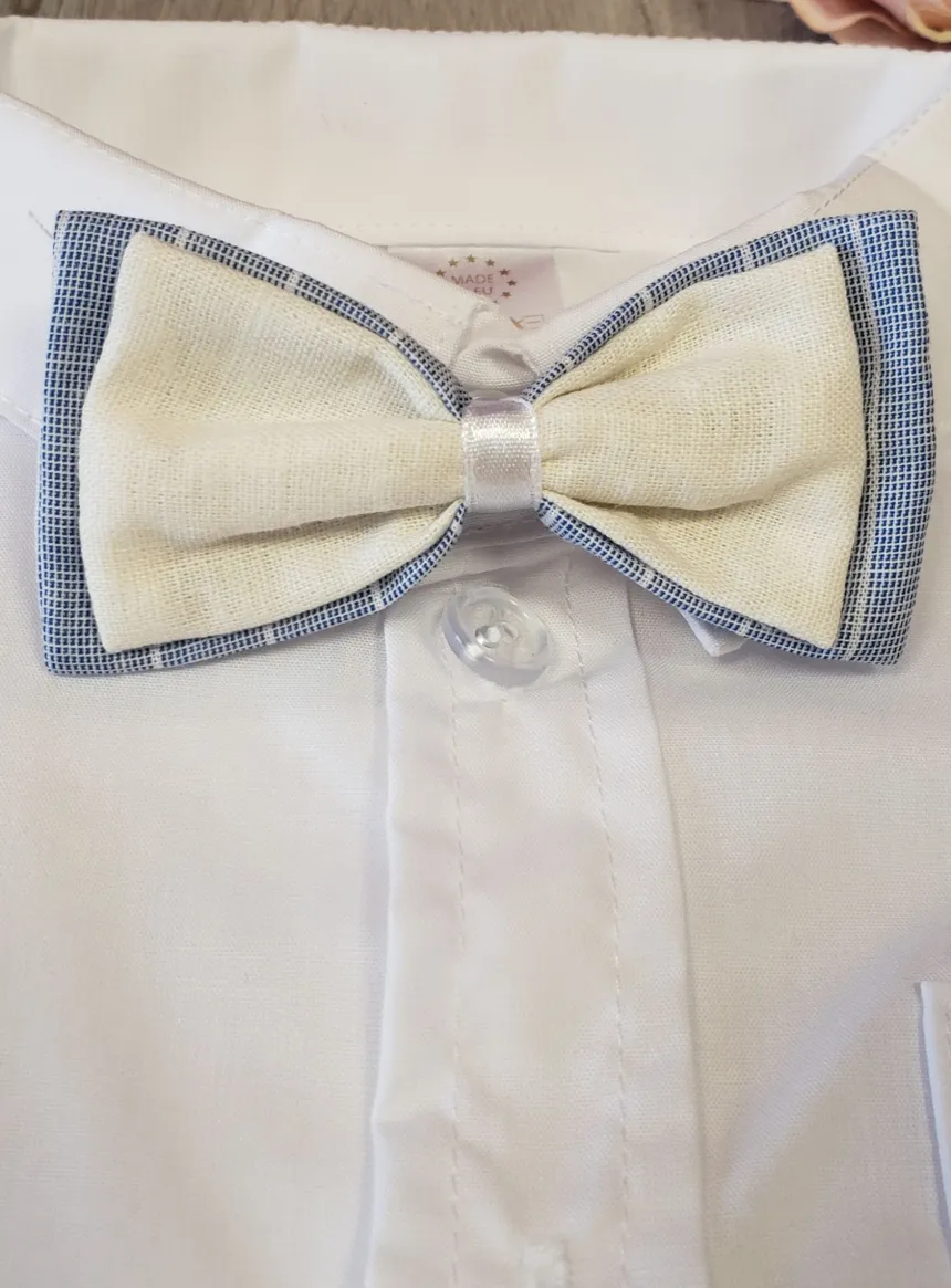 Nœud papillon blanc et rayé bleu garçon Milo Bleu ciel