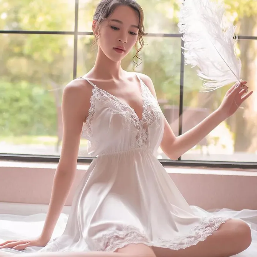 nuisette blanche femme Blanc