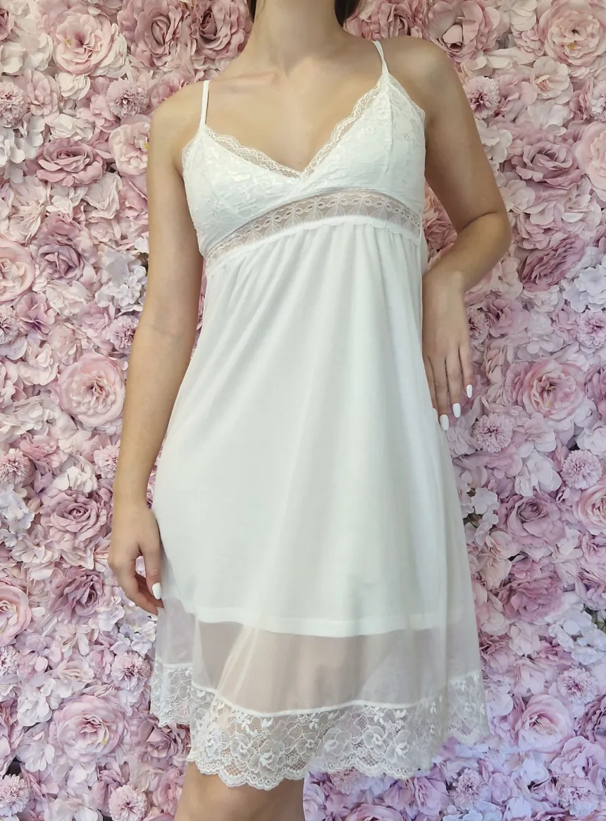 Nuisette blanche romantique pour mariage Femme