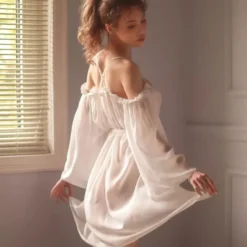 Nuisette mousseline pour femme 2 pièces