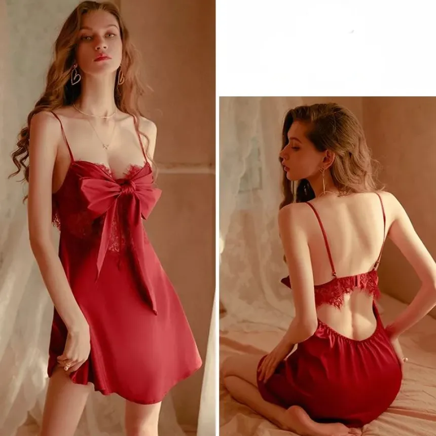 Nuisette romantique satin et dentelle Femme