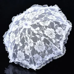 Ombrelle dentelle blanche mariage Blanc