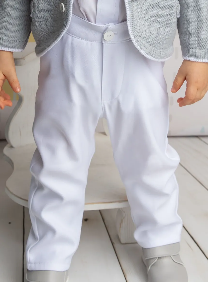 Pantalon bébé et petit garçon blanc Blanc