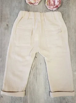 Pantalon beige garçon coton gaze