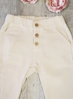 Pantalon beige garçon coton gaze