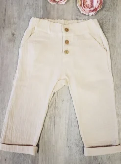 Pantalon beige garçon coton gaze