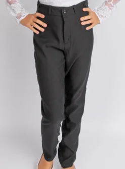 Pantalon fille taille haute noir