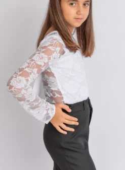 Pantalon fille taille haute noir