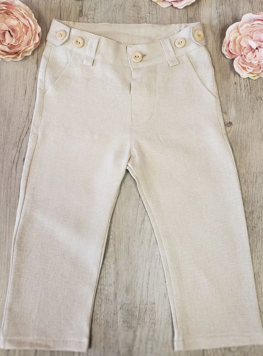 Pantalon lin beige bébé et petit garçon Pierre