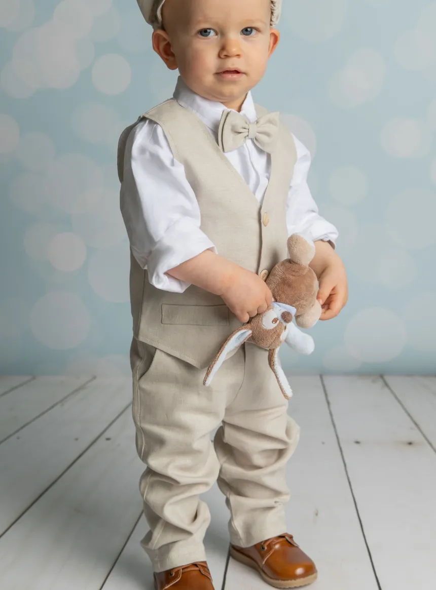 Pantalon lin beige bébé et petit garçon Pierre