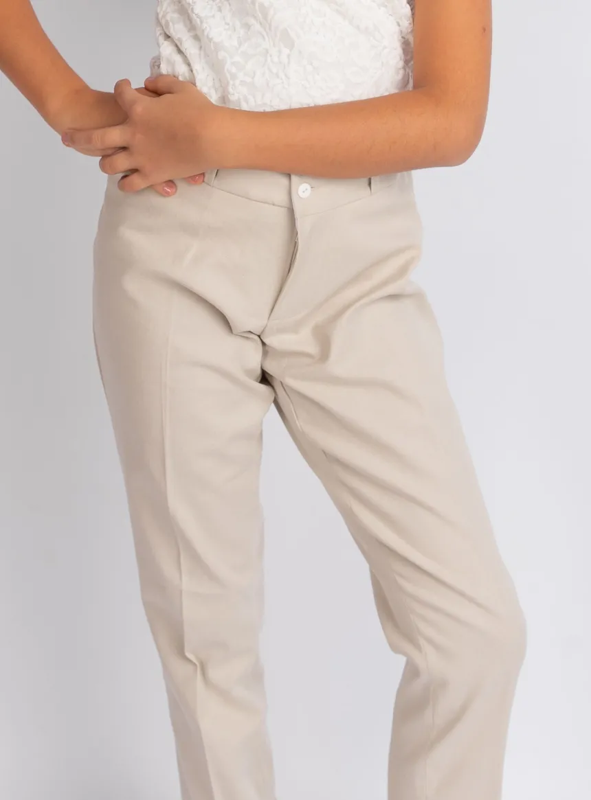 Pantalon lin beige fille