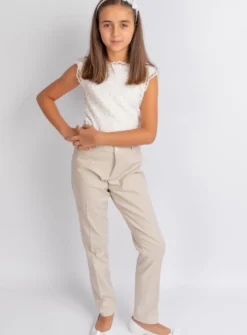 Pantalon lin beige fille