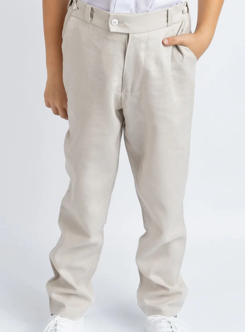 Pantalon lin beige garçon Pierre
