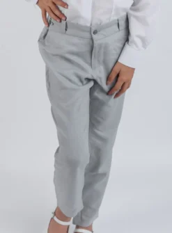 Pantalon lin gris fille