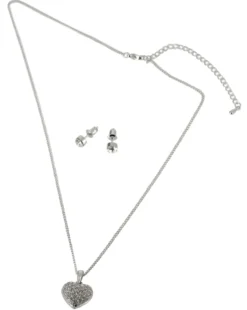 Parrure cœur + strass clous Gris argent