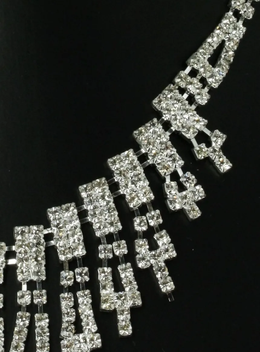 Parure bijoux collier + boucles Gris argent