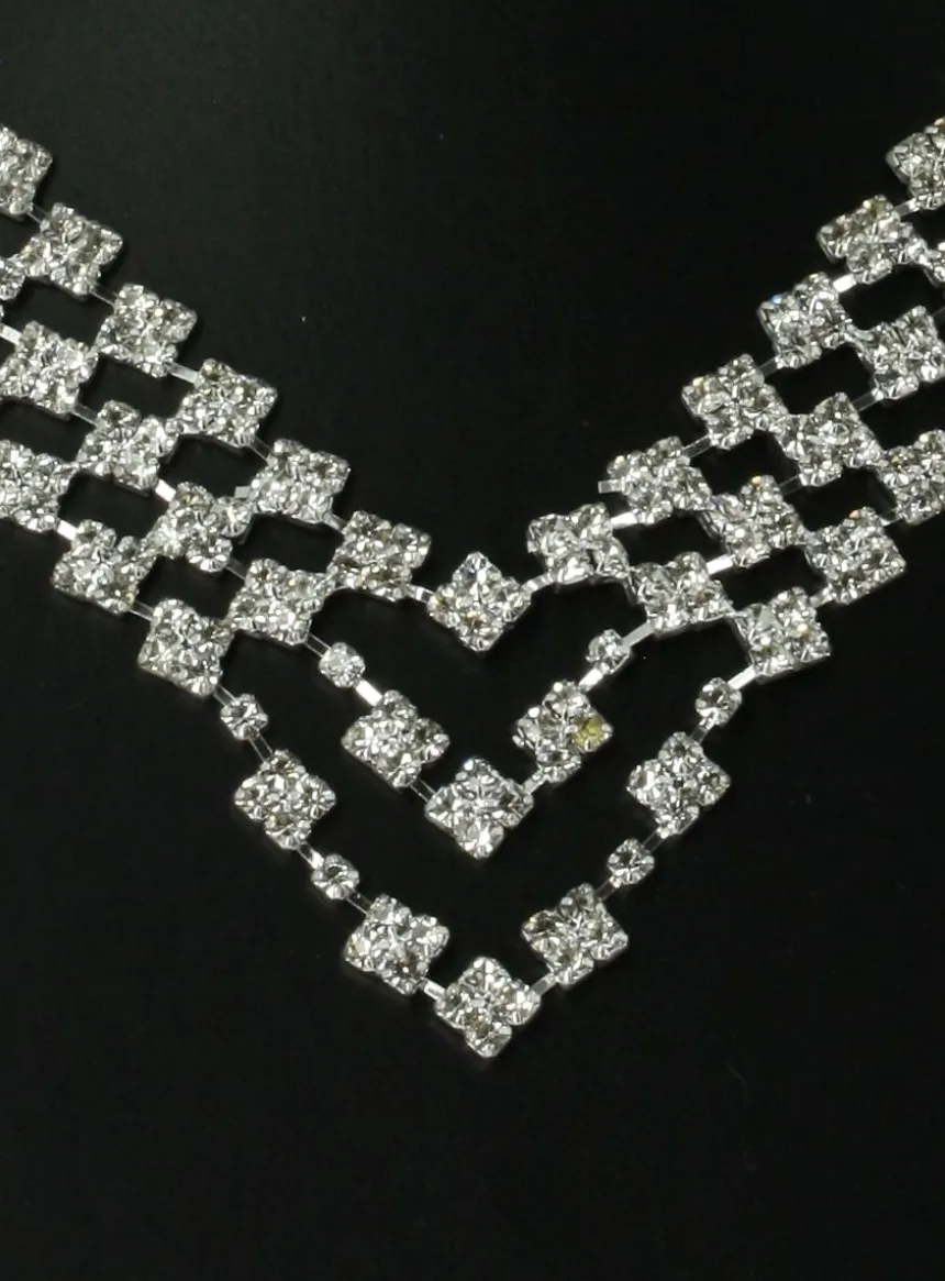 Parure bijoux collier + boucles Gris argent