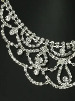 Parure bijoux collier + boucles Gris argent