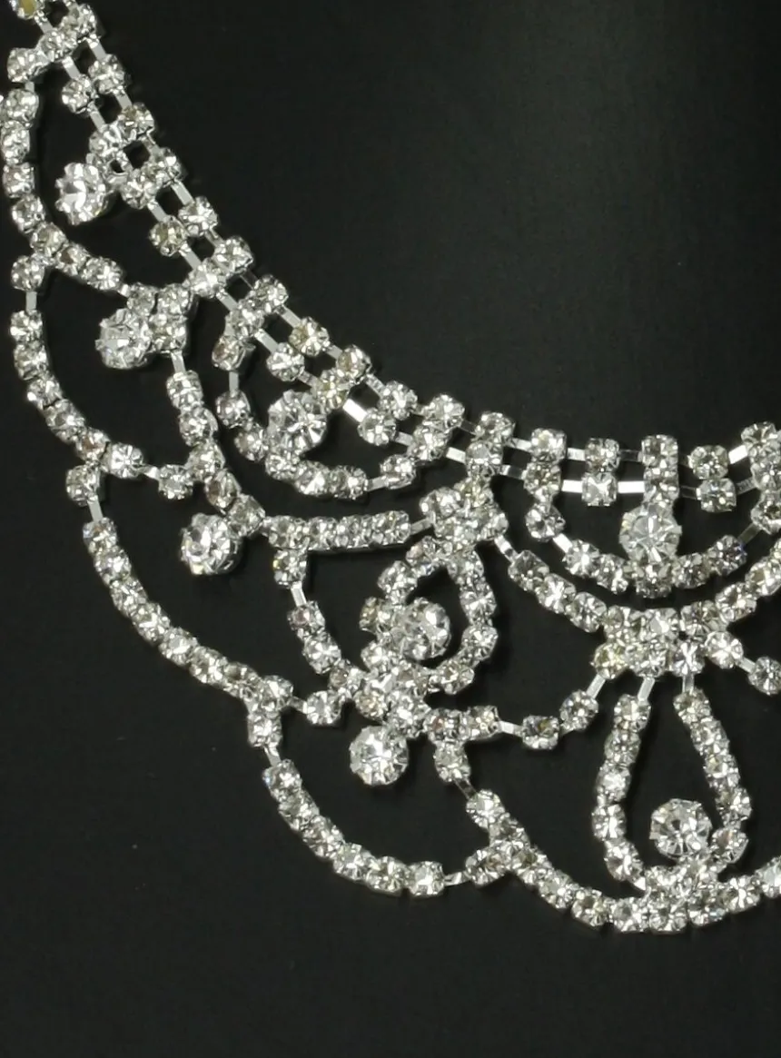 Parure bijoux collier + boucles Gris argent