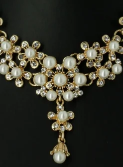 Parure bijoux collier + boucles Ivoire - Ecru