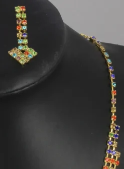 Parure bijoux collier + boucles Multicolor