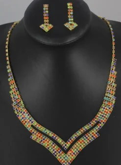 Parure bijoux collier + boucles Multicolor
