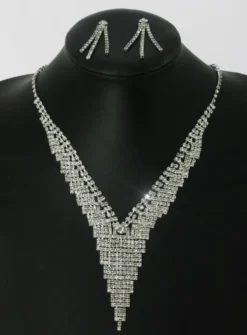 Parure bijoux collier + boucles Gris argent