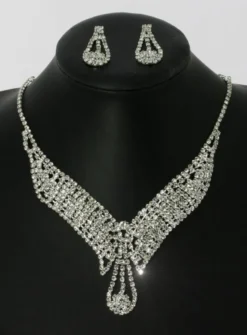 Parure bijoux collier + boucles Gris argent