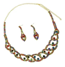 Parure bijoux collier + boucles Multicolor