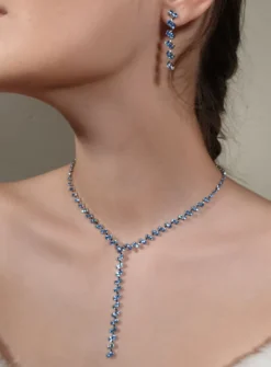 Parure collier + boucles strass