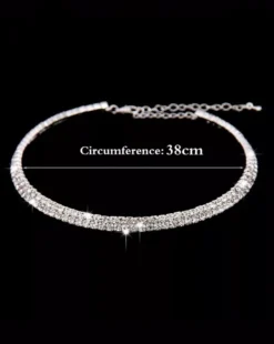 Parure collier + bracelet + boucles d'oreilles strass Gris argent